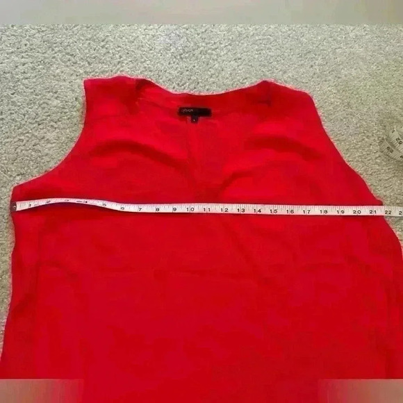 Gibson Women’s Large Tank Top Ruffle Holiday Patriotic Cherry Red Gauze Flowy - Picture 8 of 10